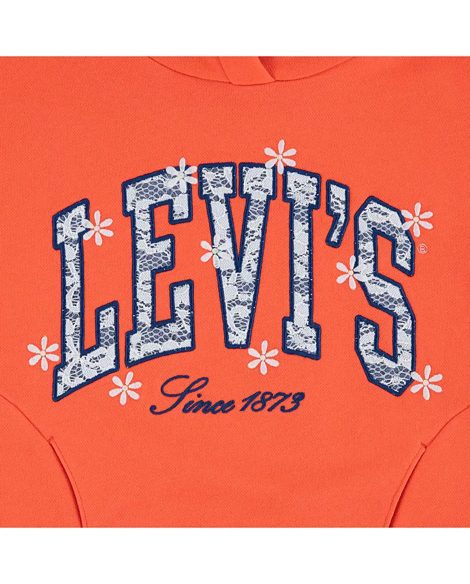 Детское худи для девочек с логотипом Levi's, Naranja — фото 3