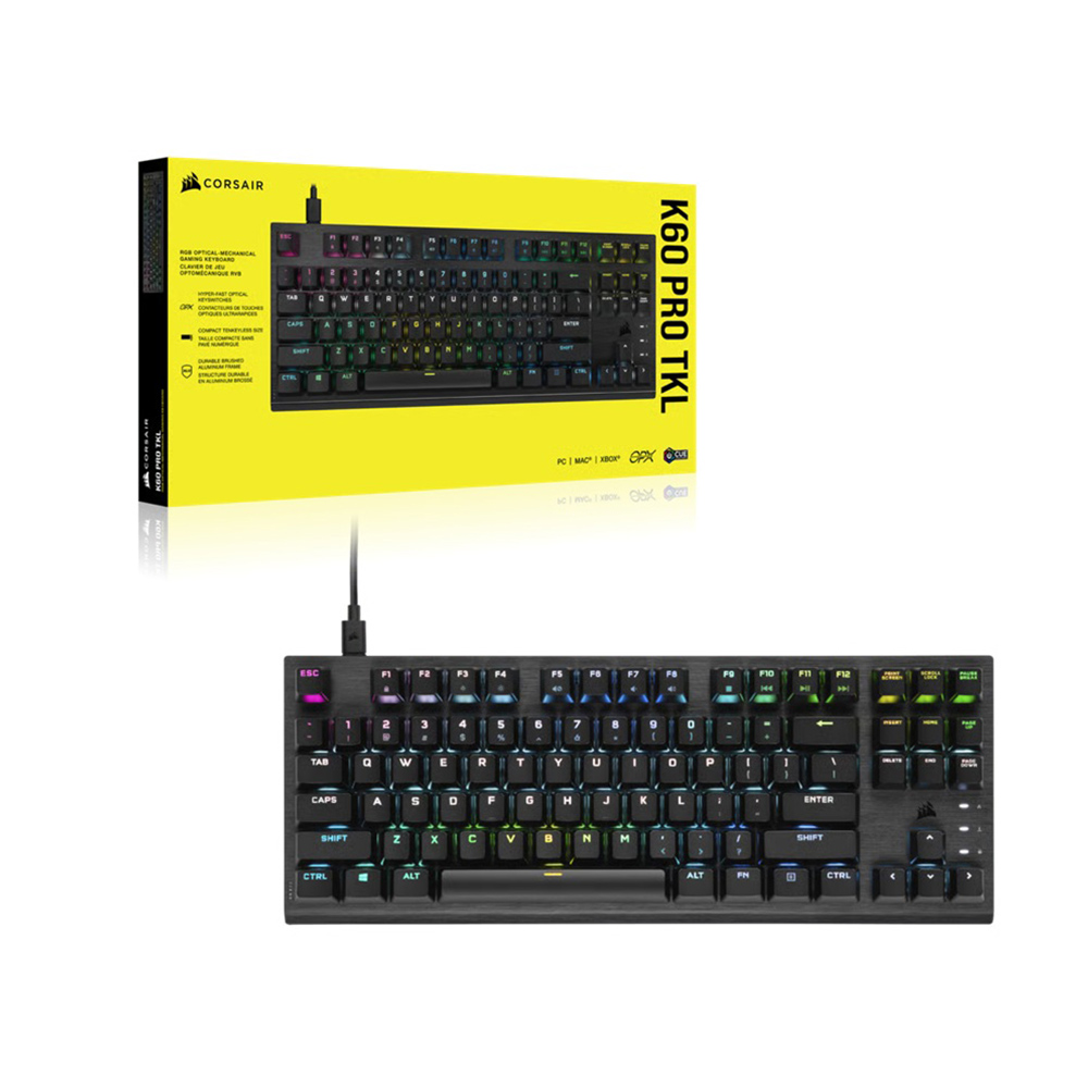 Проводная игровая клавиатура Corsair K60 PRO RGB TKL, черный, английская раскладка — фото 2