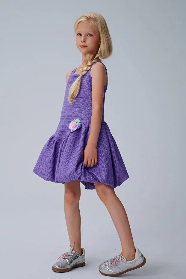 Детское платье для девочек с текстурой Bubble Skirt Dress Sheshe, Purple — фото 4