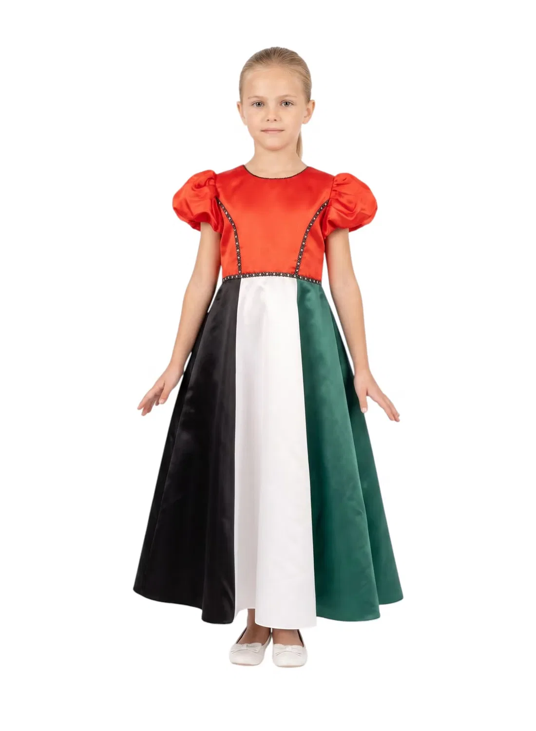 Платье с короткими пышными рукавами Little Patriot Bidani, мультиколор