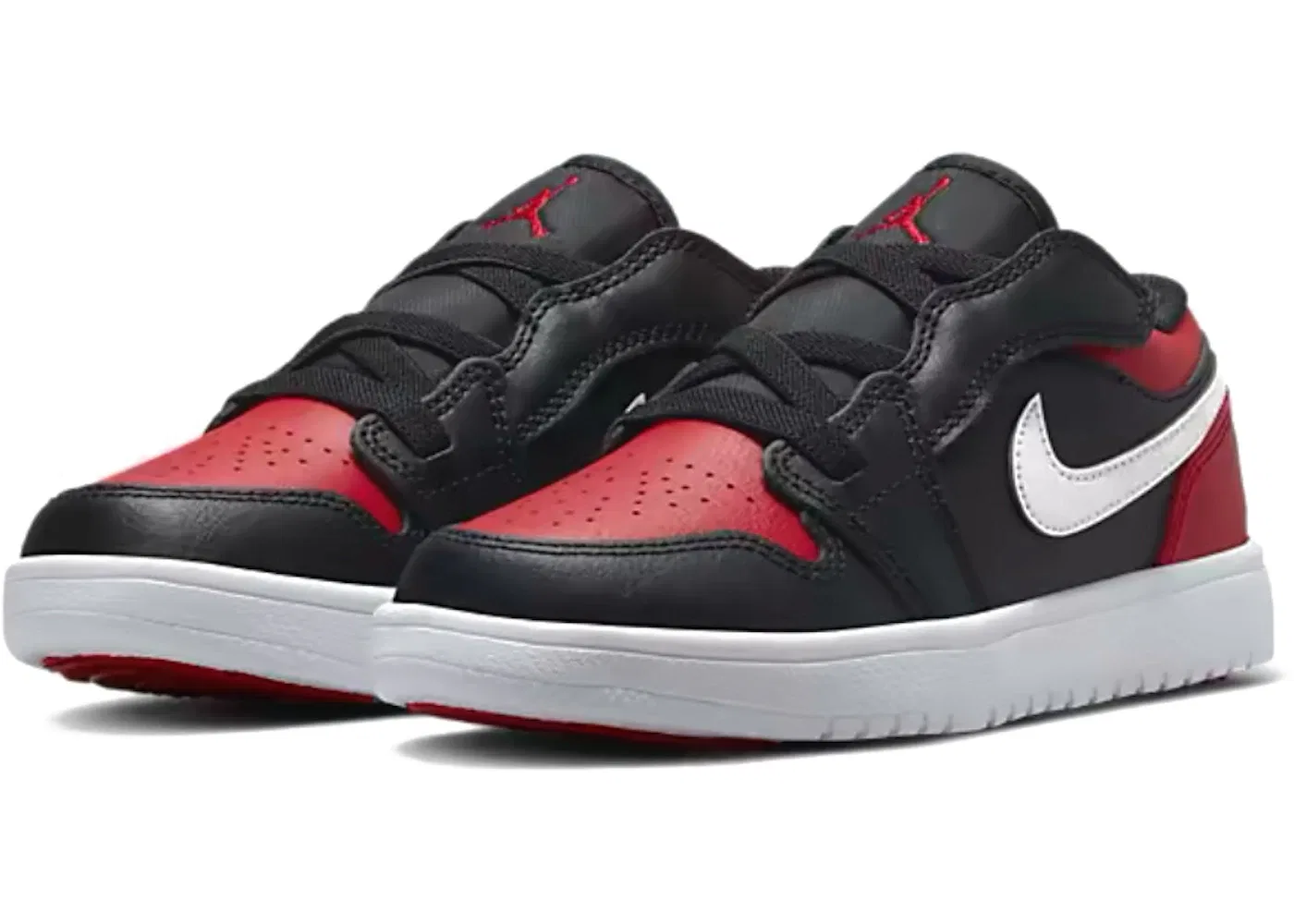 Детские кроссовки для мальчиков с принтом Jordan 1 Low Alternate Bred Toe Jordan, Black/White/Gym Red — фото 2