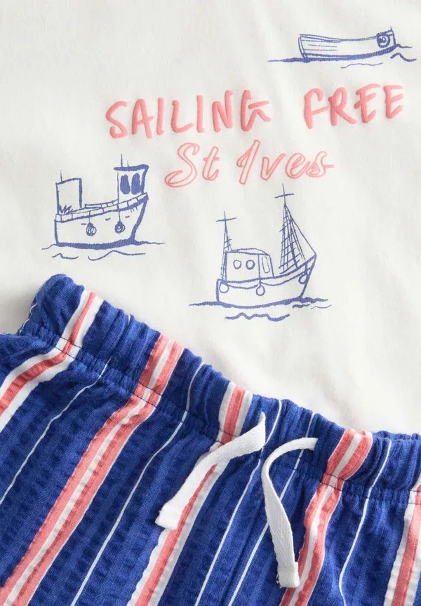 Пижамный комплект с принтом Sailing graphic set Marks & Spencer, mid blue, синий — фото 2
