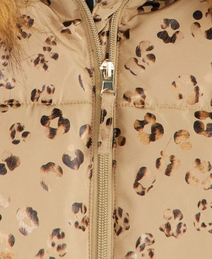 Пуховик с капюшоном и отделкой из искусственного меха Leopard Foil S Rothschild & CO, Taupe Leopard — фото 2