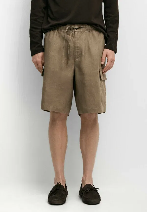 Шорты из льна Shorts Massimo Dutti, Khaki, хаки