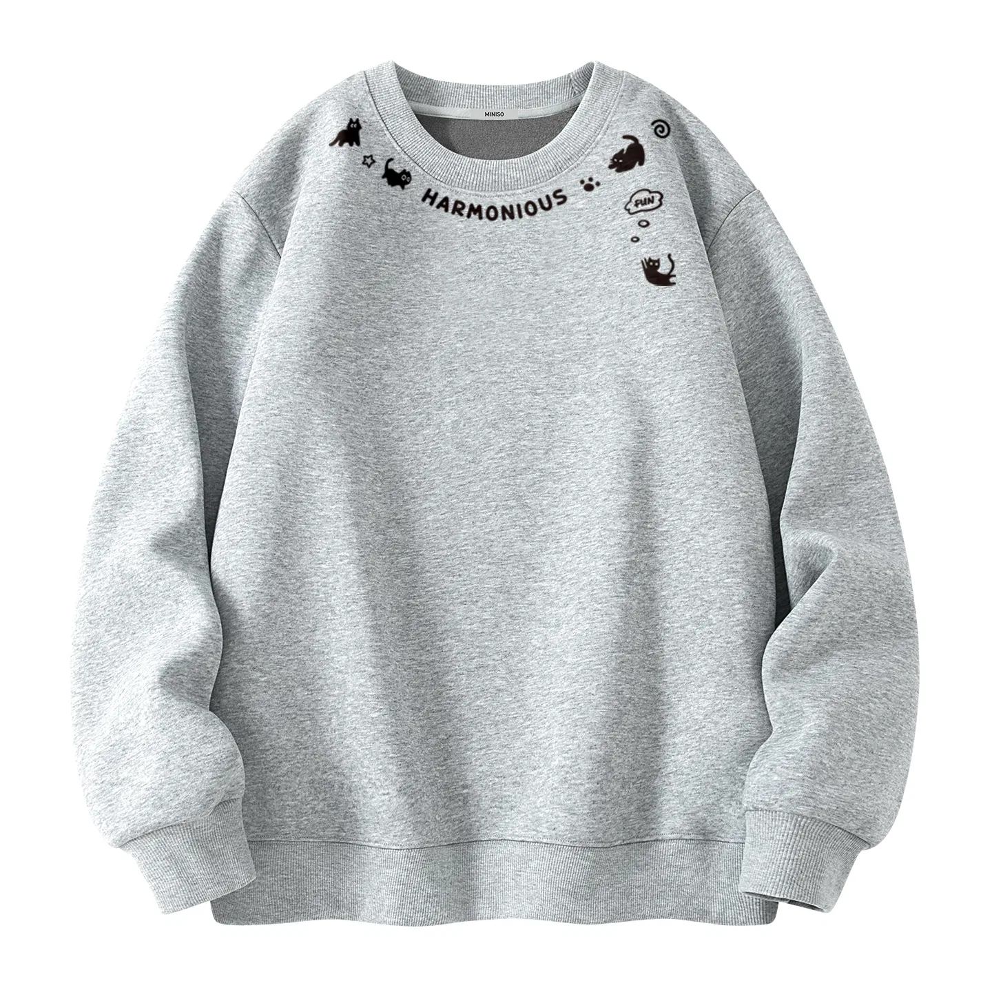 Детский свитшот на флисе с принтом MINISO, Gray Pea Green — фото 3
