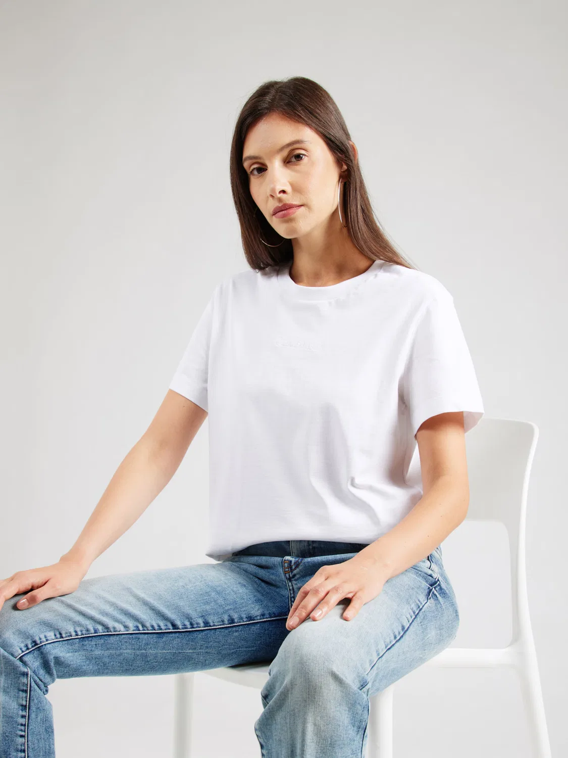 Рубашка Calvin Klein с классическим логотипом, белого цвета — фото 3