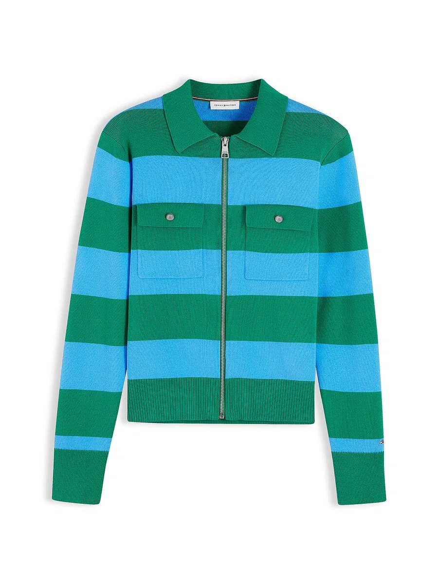 Вязаный кардиган TOMMY HILFIGER зеленого цвета