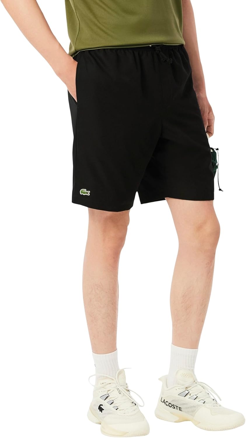 Мужские спортивные теннисные шорты Lacoste с подкладкой, Black — фото 2