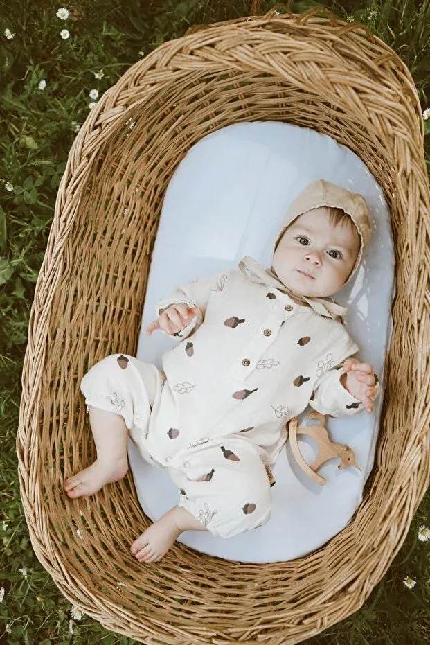 Детский комбинезон из муслина с длинным рукавом Mells Baby, Light Coffee