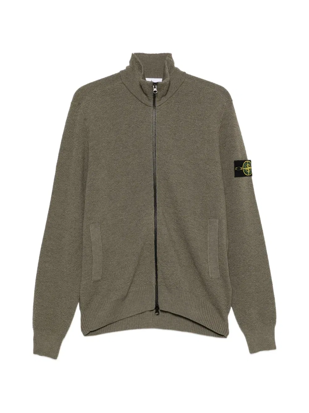 Кардиган на молнии с нашивкой-логотипом Stone Island, зеленый