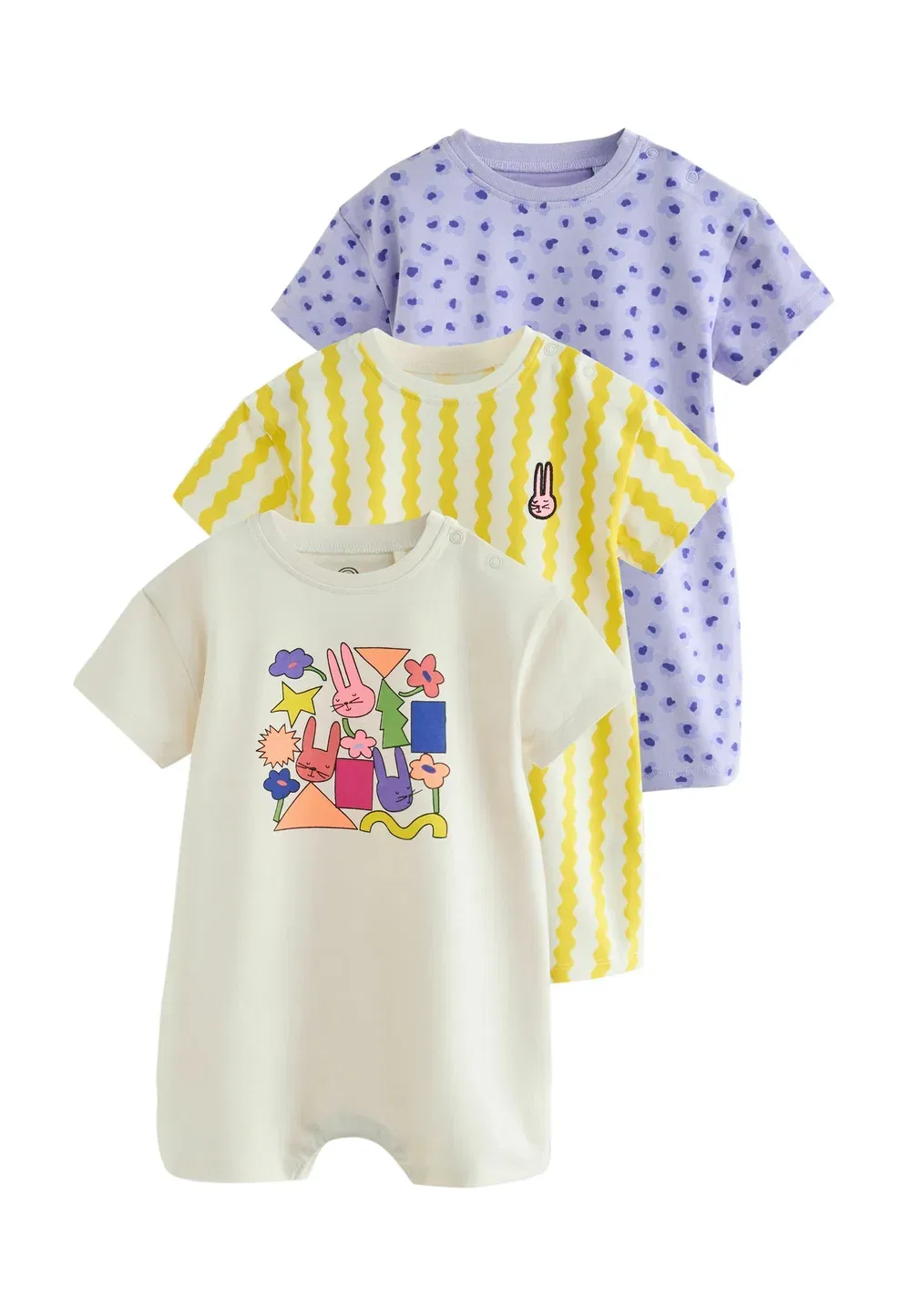 Комплект из 3 детских комбинезонов на пуговицах Next, Back Printed