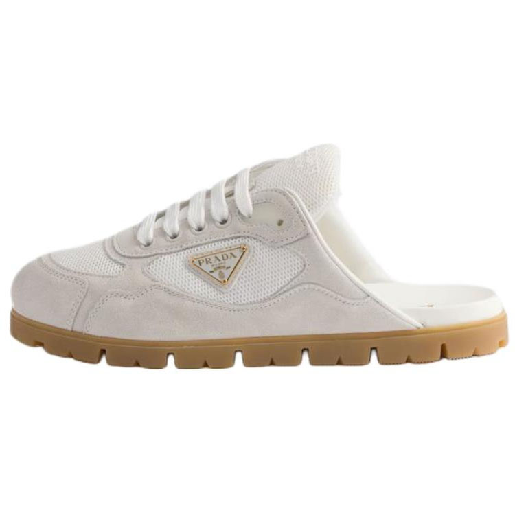 PRADA Женские тапочки White с закрытым носком на резиновой подошве