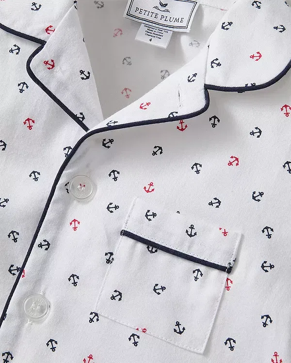 Детская пижама с коротким рукавом и шортами Anchors Away Petite Plume, белый — фото 2