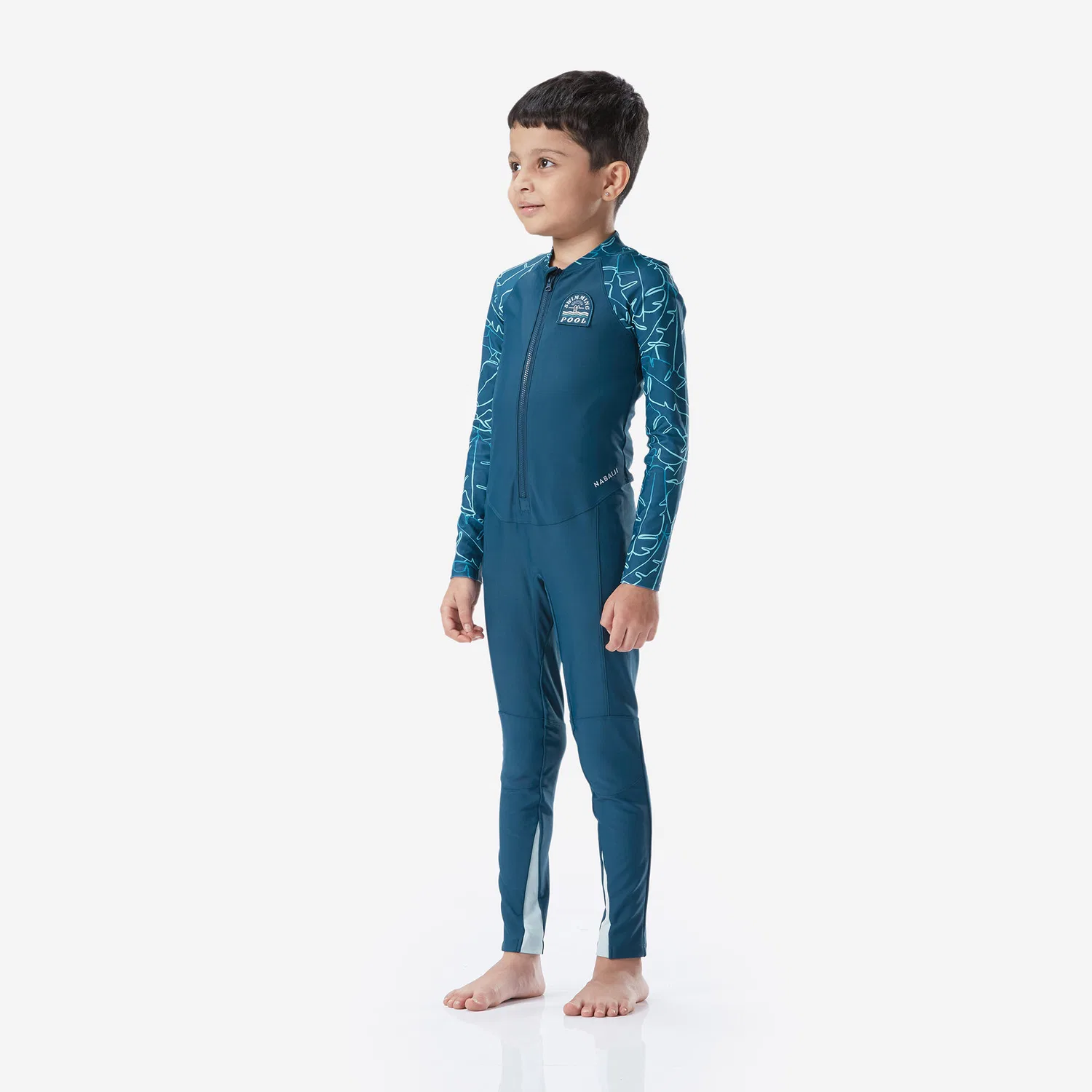 Детский плавательный костюм с длинным рукавом UV-Schutz 100 Bana Decathlon, Blaugrun