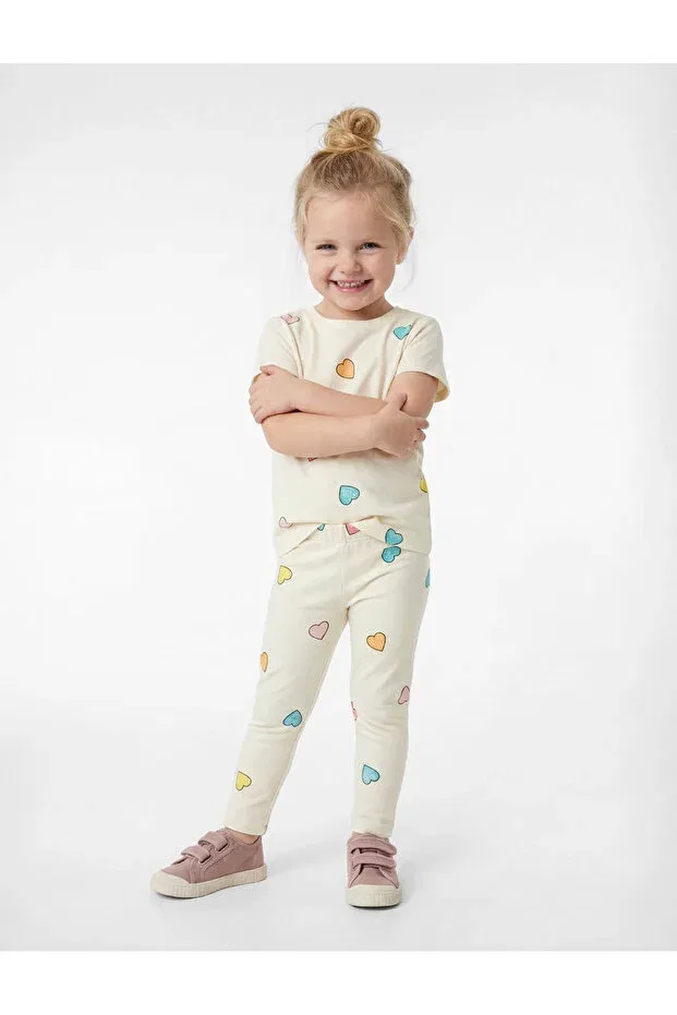 Детская футболка для девочек хлопковая Koton, Ecru Patterned