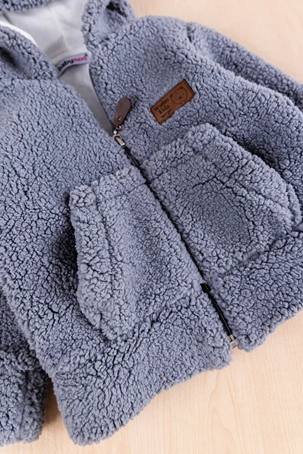 Детское пальто для девочек на молнии с капюшоном Babymod, Gray — фото 3