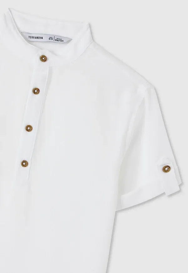 Футболка поло из полиэстера Camicia mc tinta unita, Terranova, Bianco Ottico, белый — фото 3