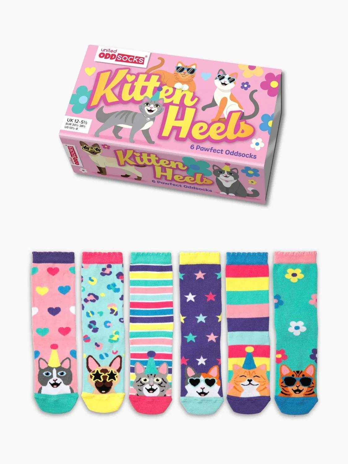 Носки детские с котятами, 6 пар United Odd Socks, фиолетовый