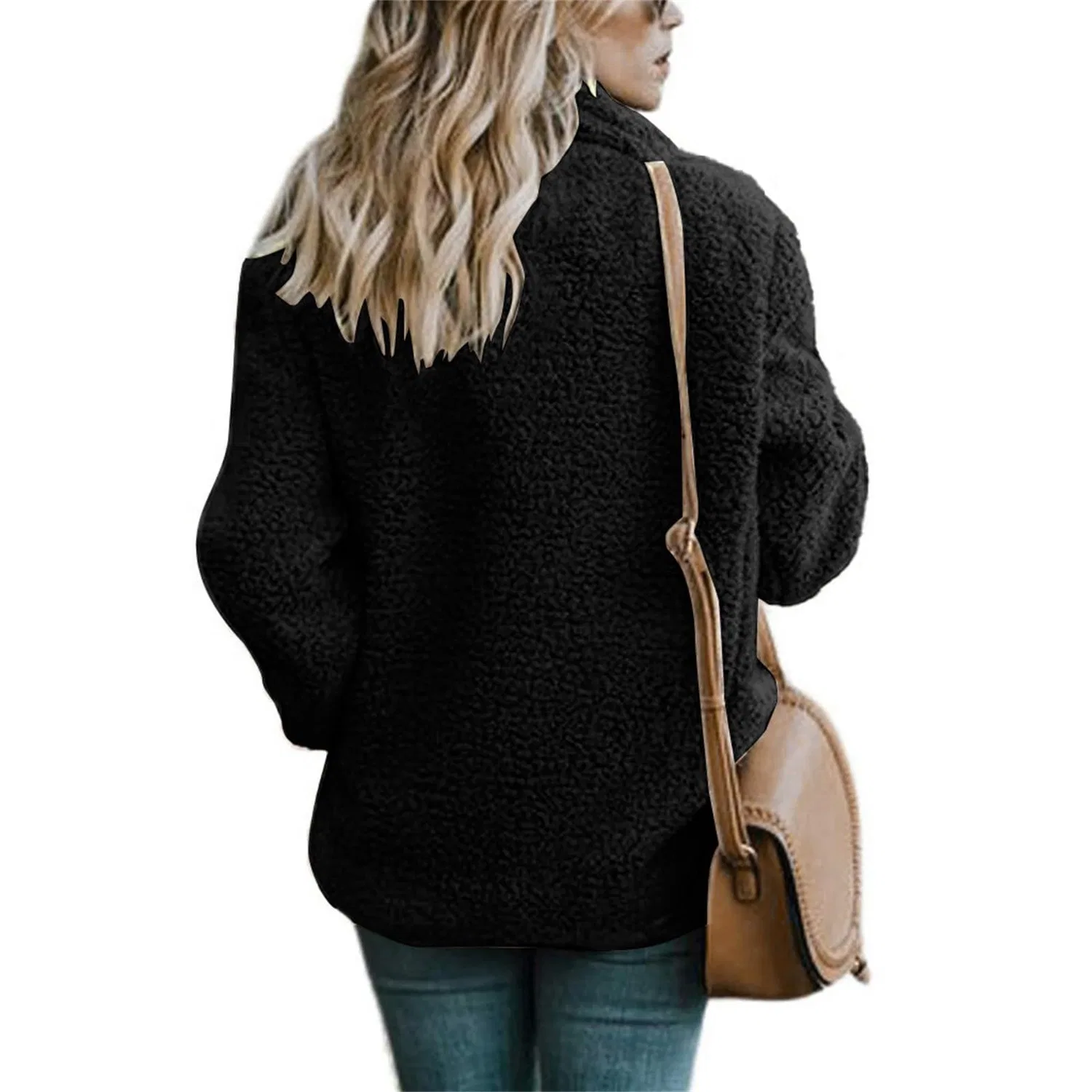 Женская куртка из флиса с подкладкой из шерпы, модель Winter Fleece Jackets, Nero 1 — фото 4