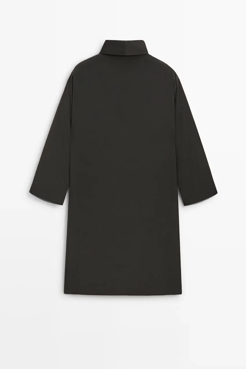Парка Massimo Dutti Long Quilted, серо-коричневый — фото 3