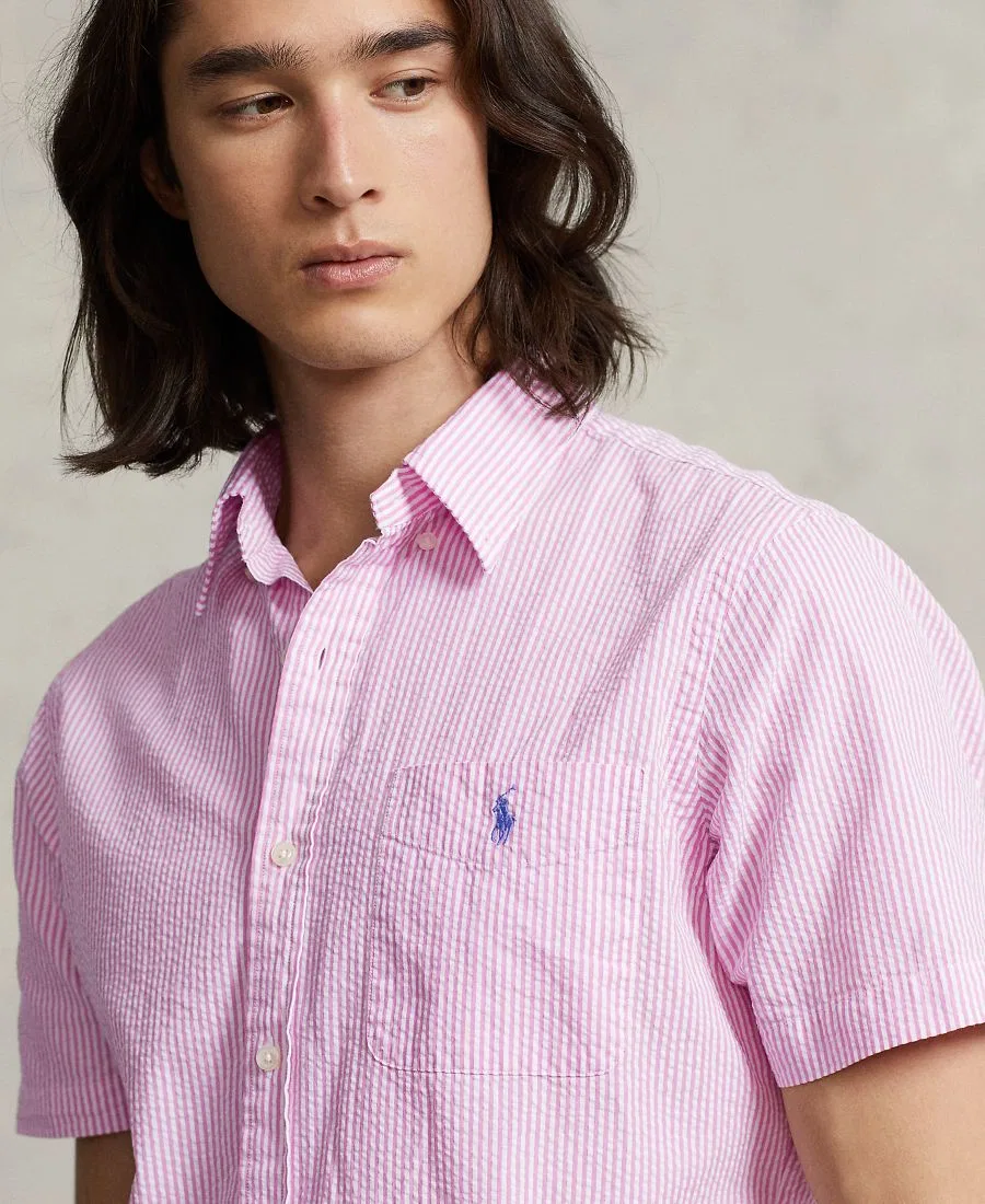 Рубашка с коротким рукавом из сейрсакера Classic-Fit RL Prepster Polo Ralph Lauren, Rose/White — фото 3