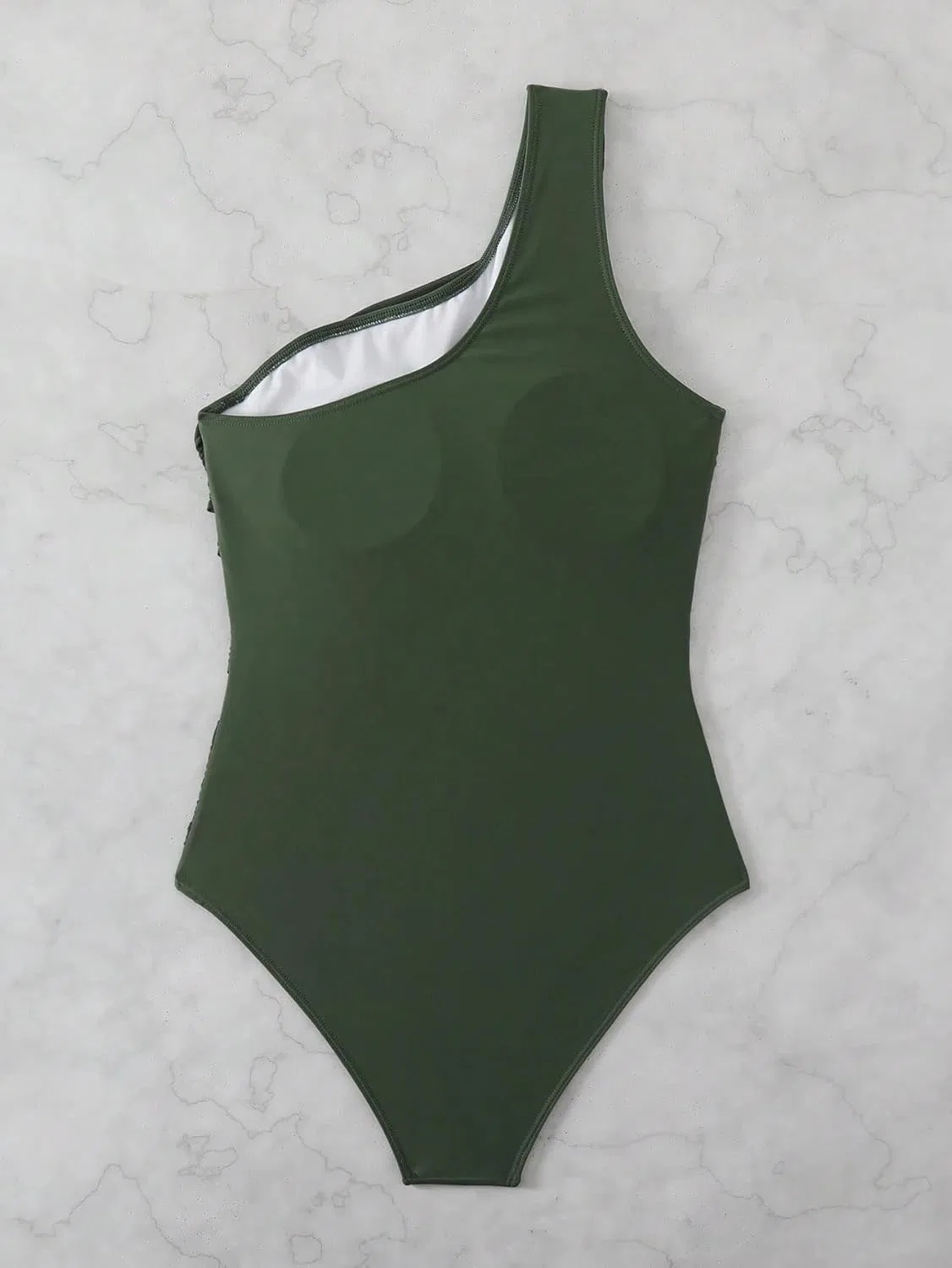 Женский монокини с асимметричным вырезом для пляжа, Army Green — фото 2