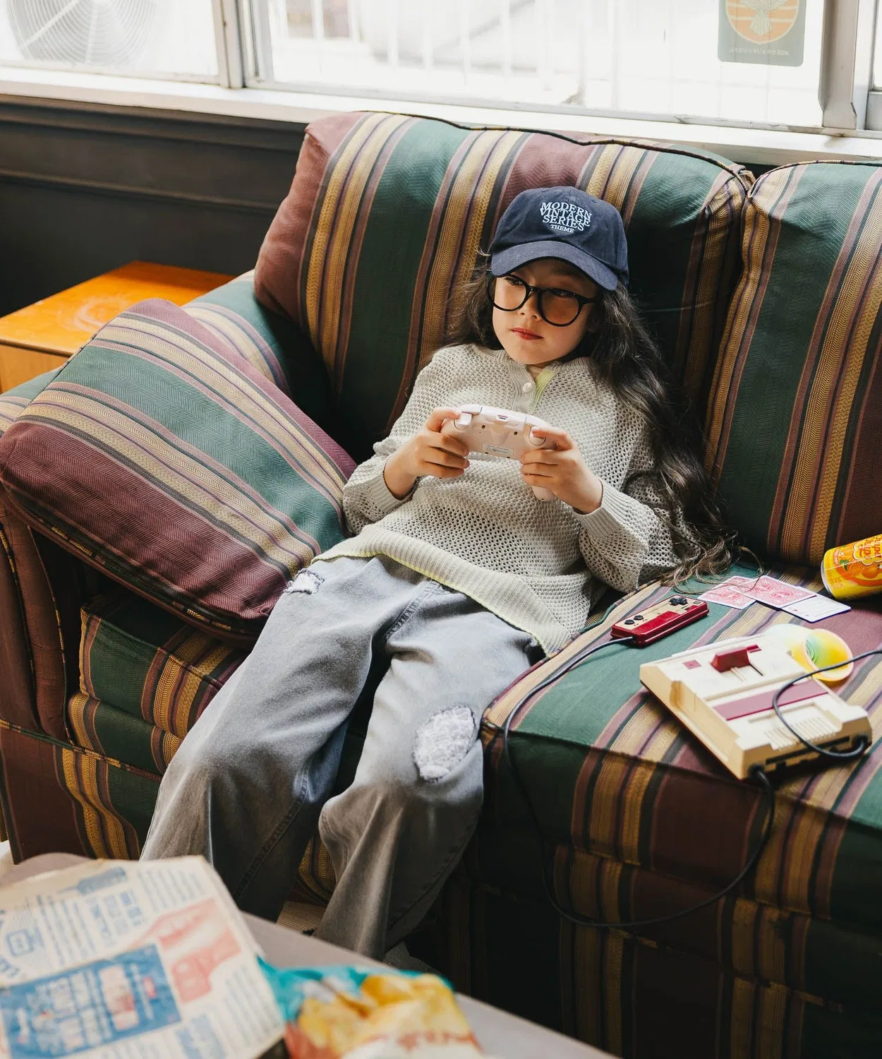 Детский комплект из сетчатого свитера с длинным рукавоми топа GLOBAL WORK, Sax Blue — фото 3