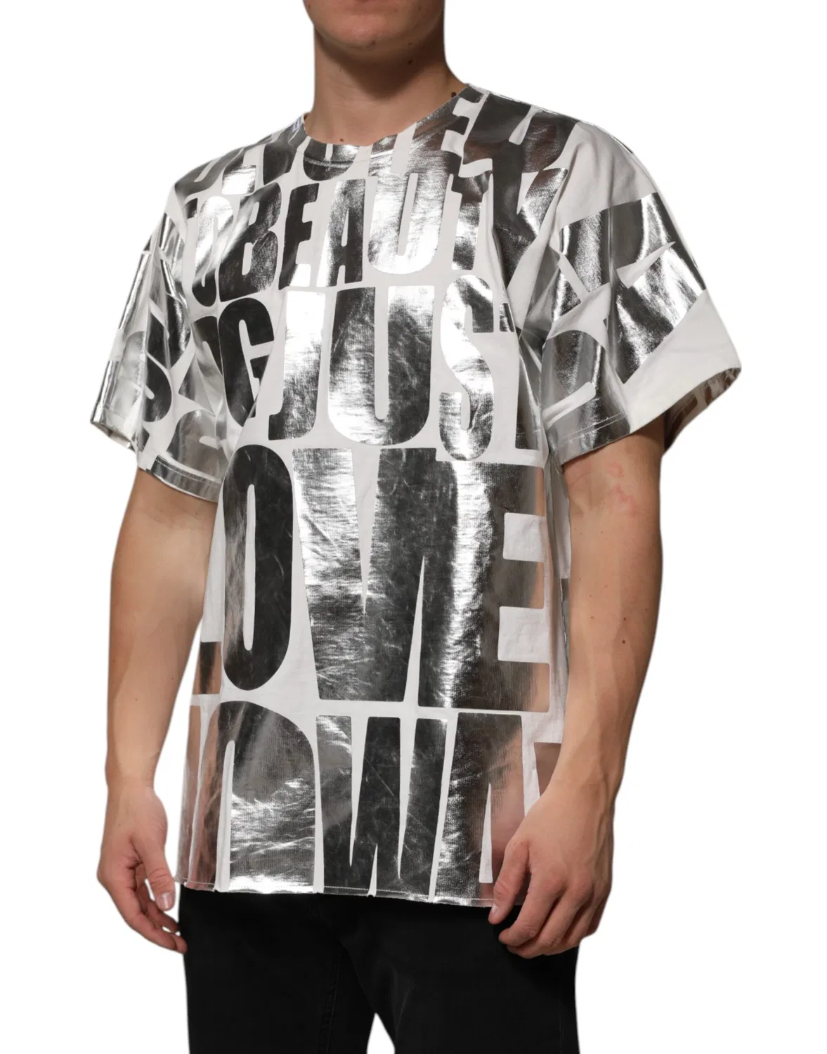Мужская футболка с принтом-слоганом Crew Neck T-shirt Dolce & Gabbana, White — фото 3