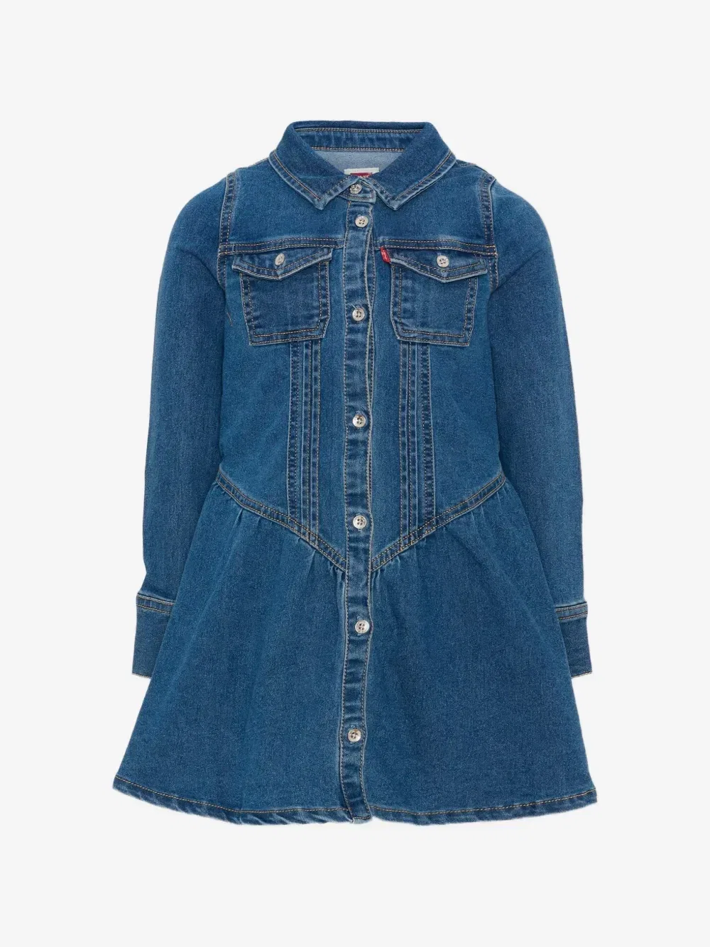 Платье на пуговицах с длинным рукавом Levi's Kids, синий