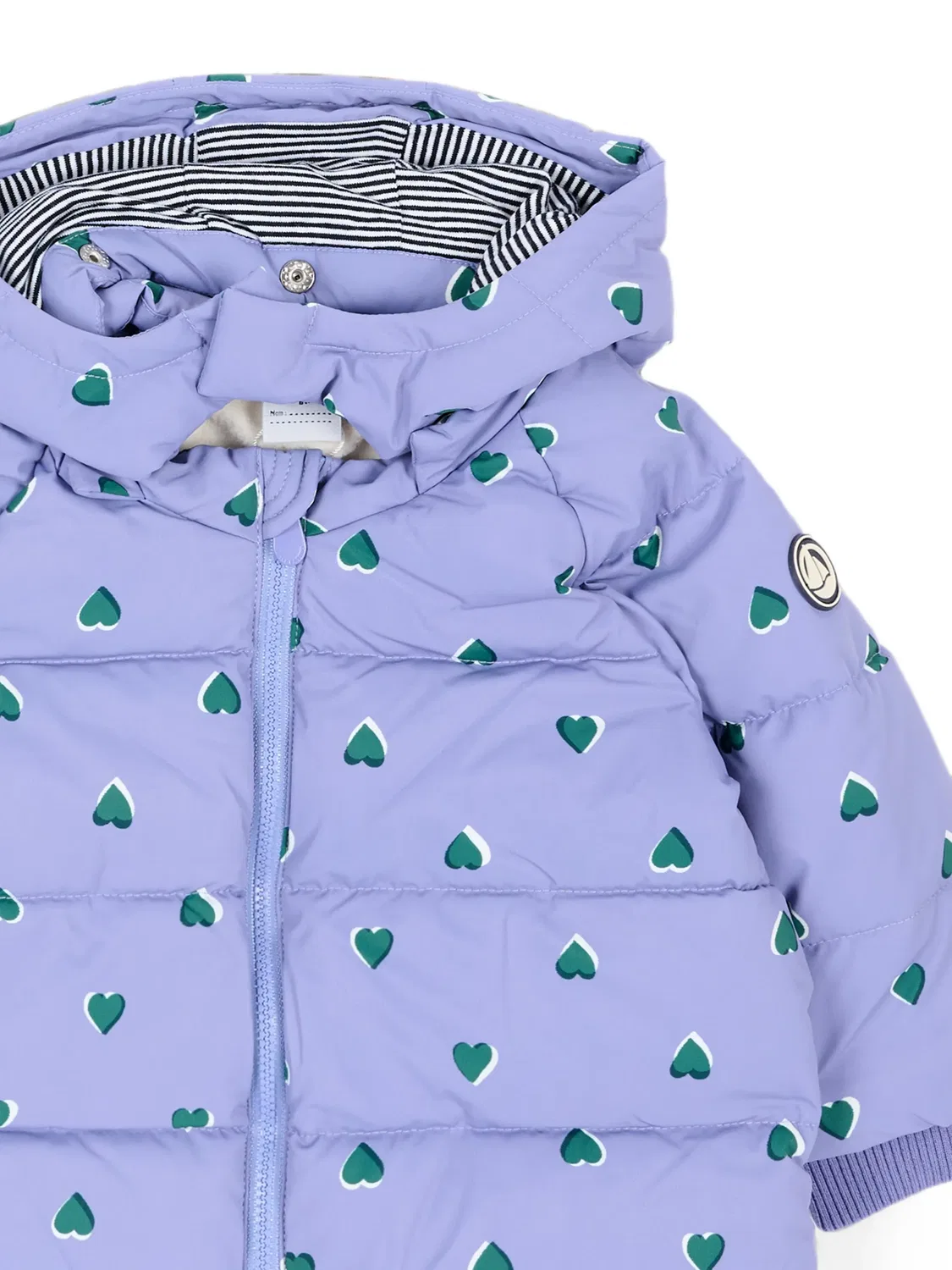 Пуховик с капюшоном Petit Bateau, фиолетовый — фото 3