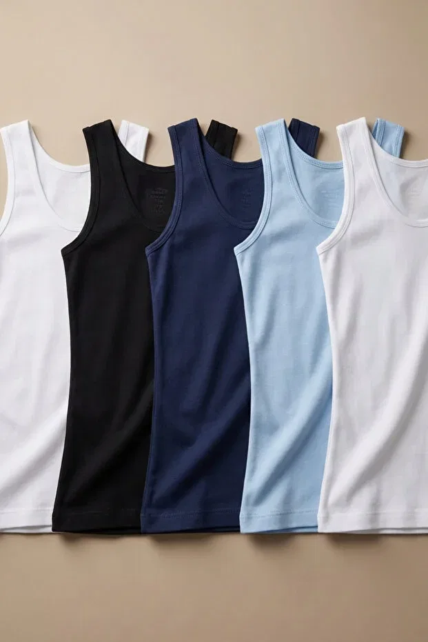 Детское для девочек базовое майка на толстых бретелях Pack of 5 basic thick strap girls' undershirts multi-colored Bony Socks, Multicolored