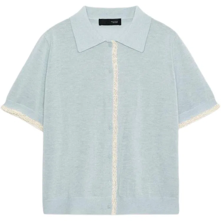 Женский свитер с поло-воротником Light Blue ZARA, Light Blue