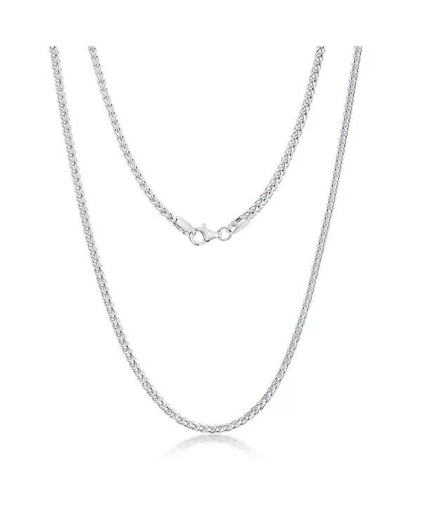 

Ожерелье из стерлингового серебра с бриллиантовой огранкой, цепочка Франко, 2,5 мм, 30 дюймов Simona, silver