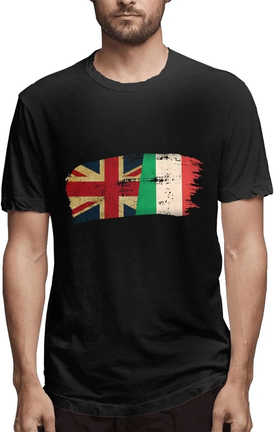 Мужская футболка с принтом флага Италии и Америки Regular Fit, Black