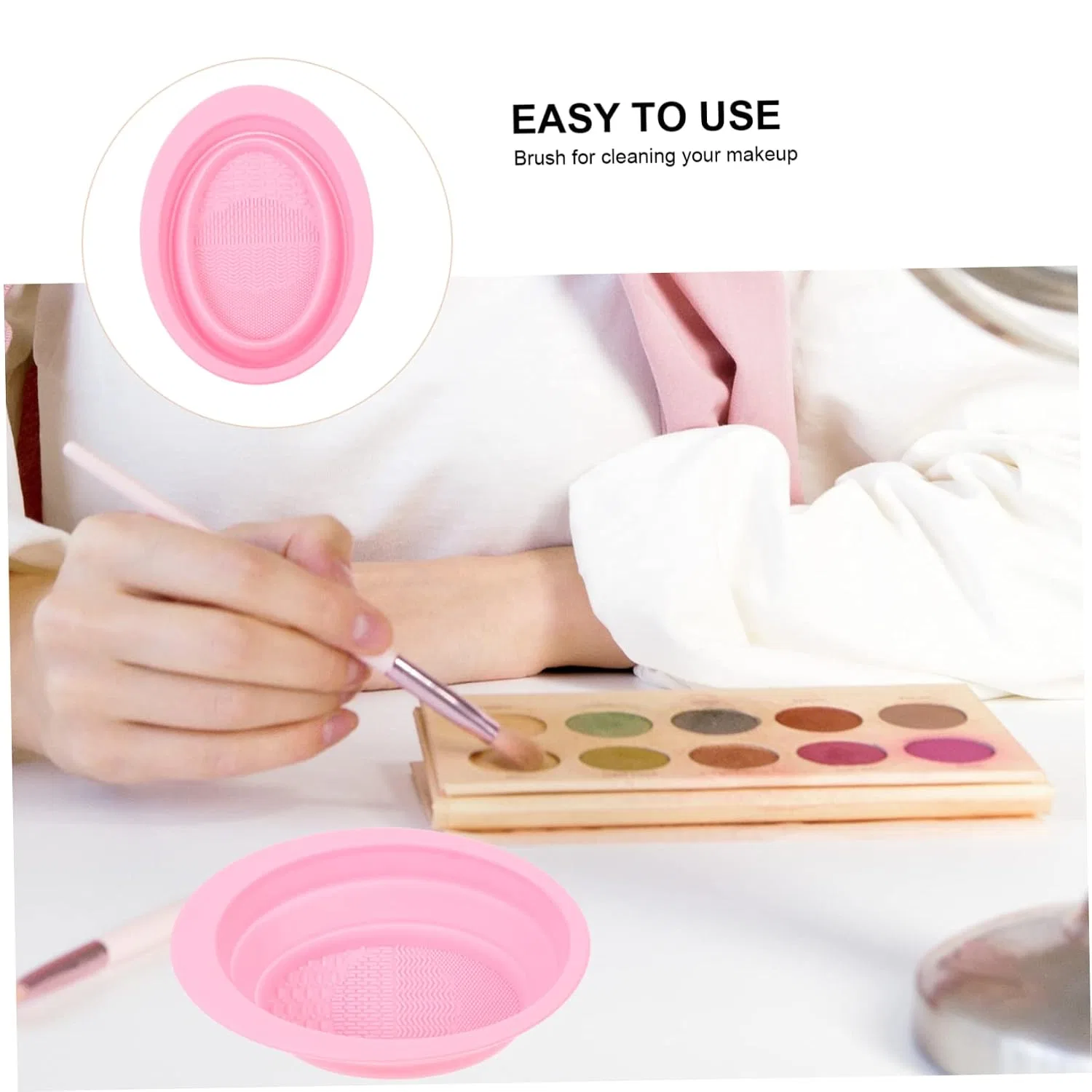 Салфетка для чистки кистей Silicone Scrubbing Pad, VALICLUD, 1 шт, 14.5x11x4 см, Pink — фото 4