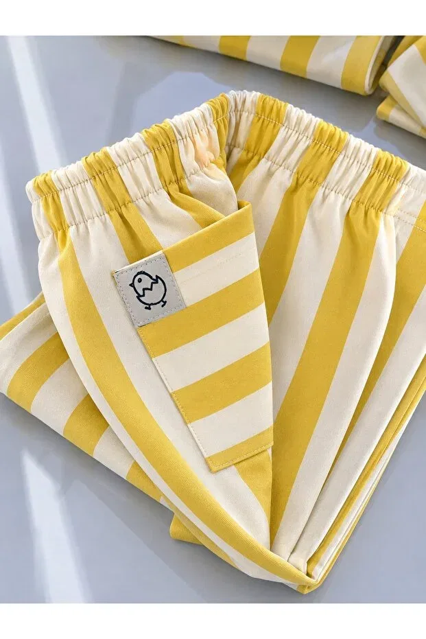 Детские штаны для девочек в полоску The Nest Kids, Yellow — фото 3