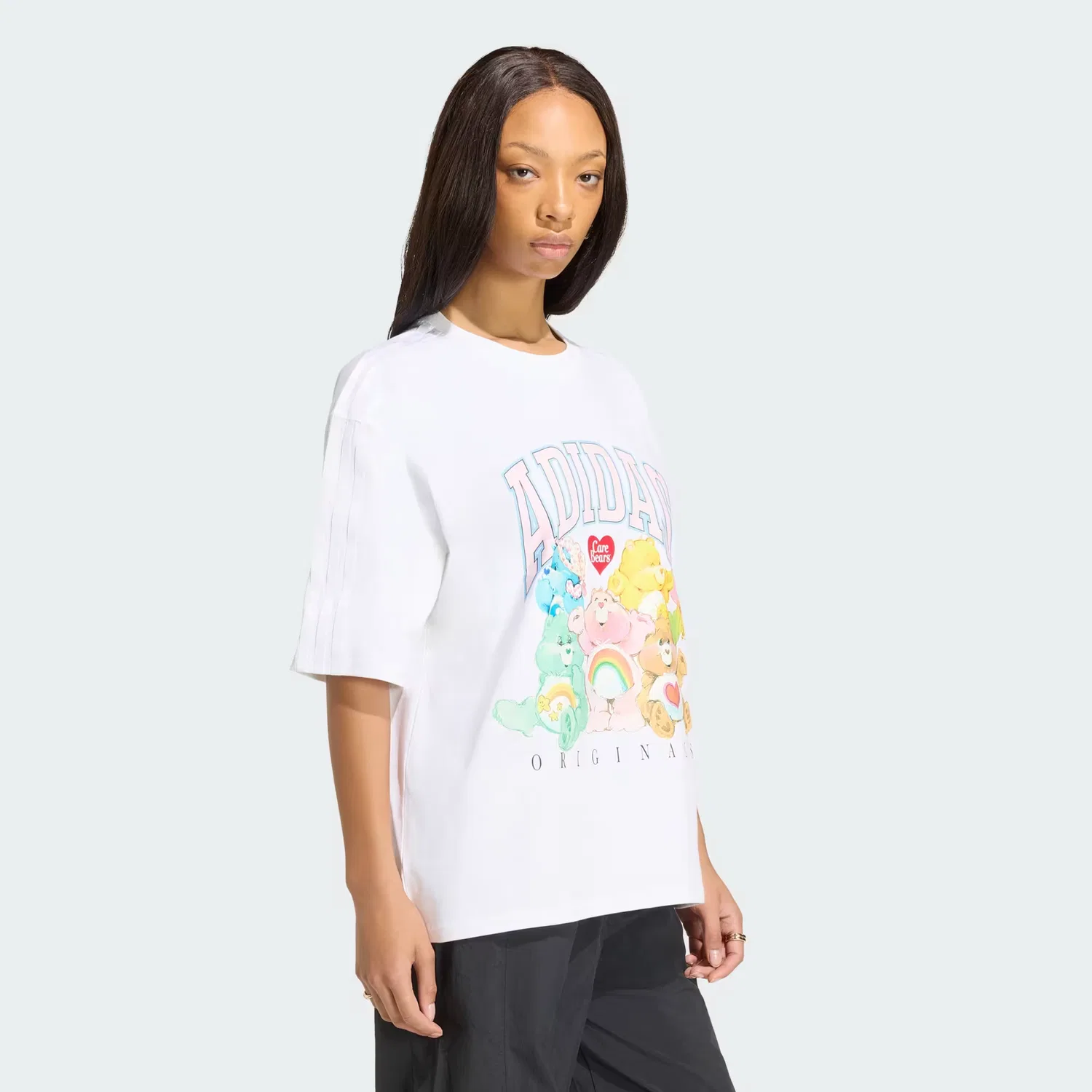 Женская футболка оверсайз с принтом Care Bears Adidas Originals, белый