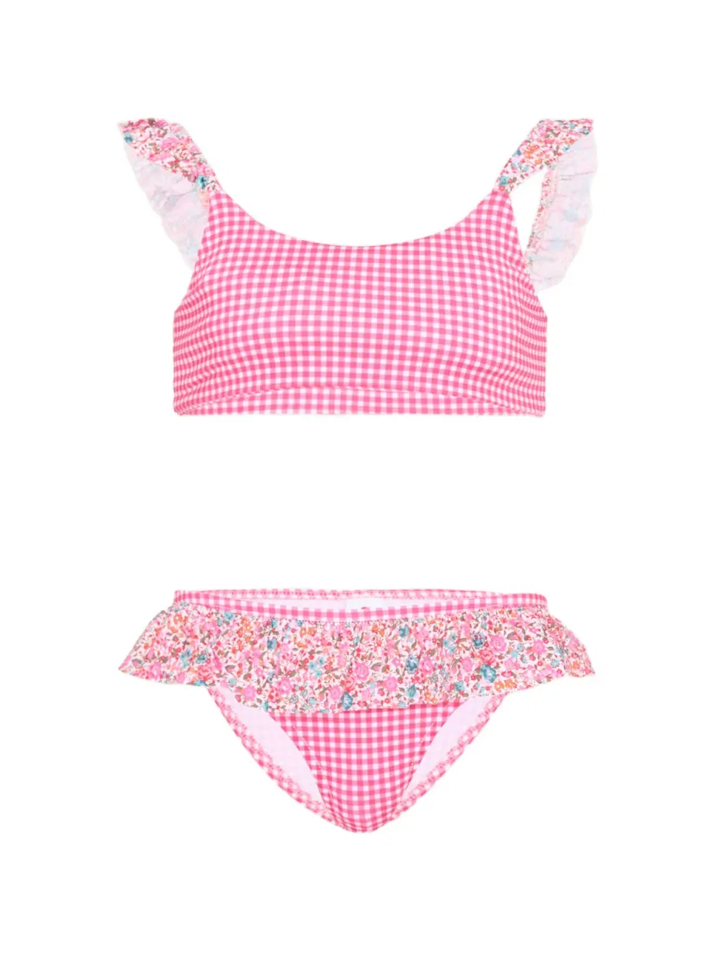 Бикини в клетку с оборками Pesciolino Rosso Kids, розовый