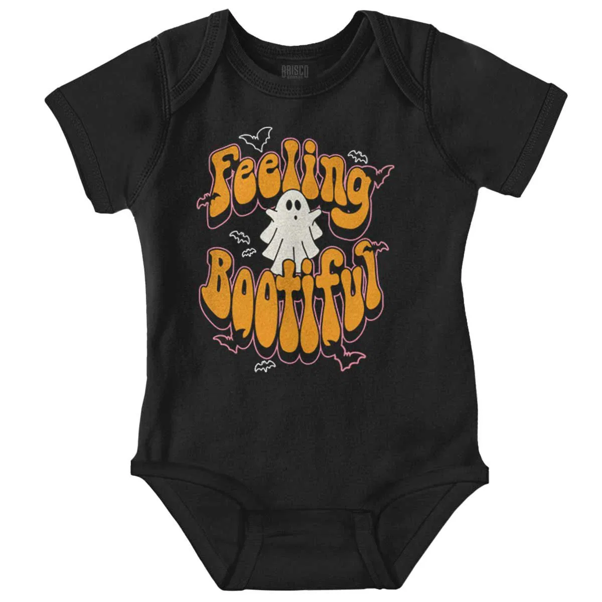 Детское боди с коротким рукавом с принтом Cute Halloween Ghost Feeling Bootiful Brisco Brands, Black