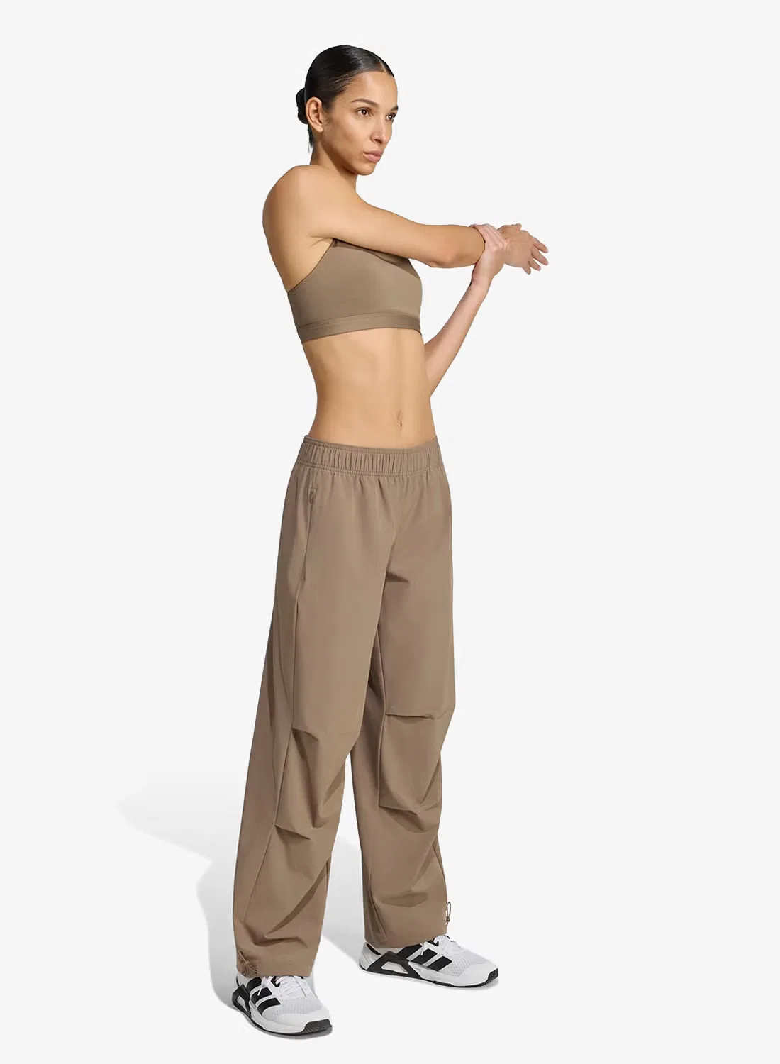 Брюки тренировочные широкие Workout Essential Adidas, хаки — фото 3
