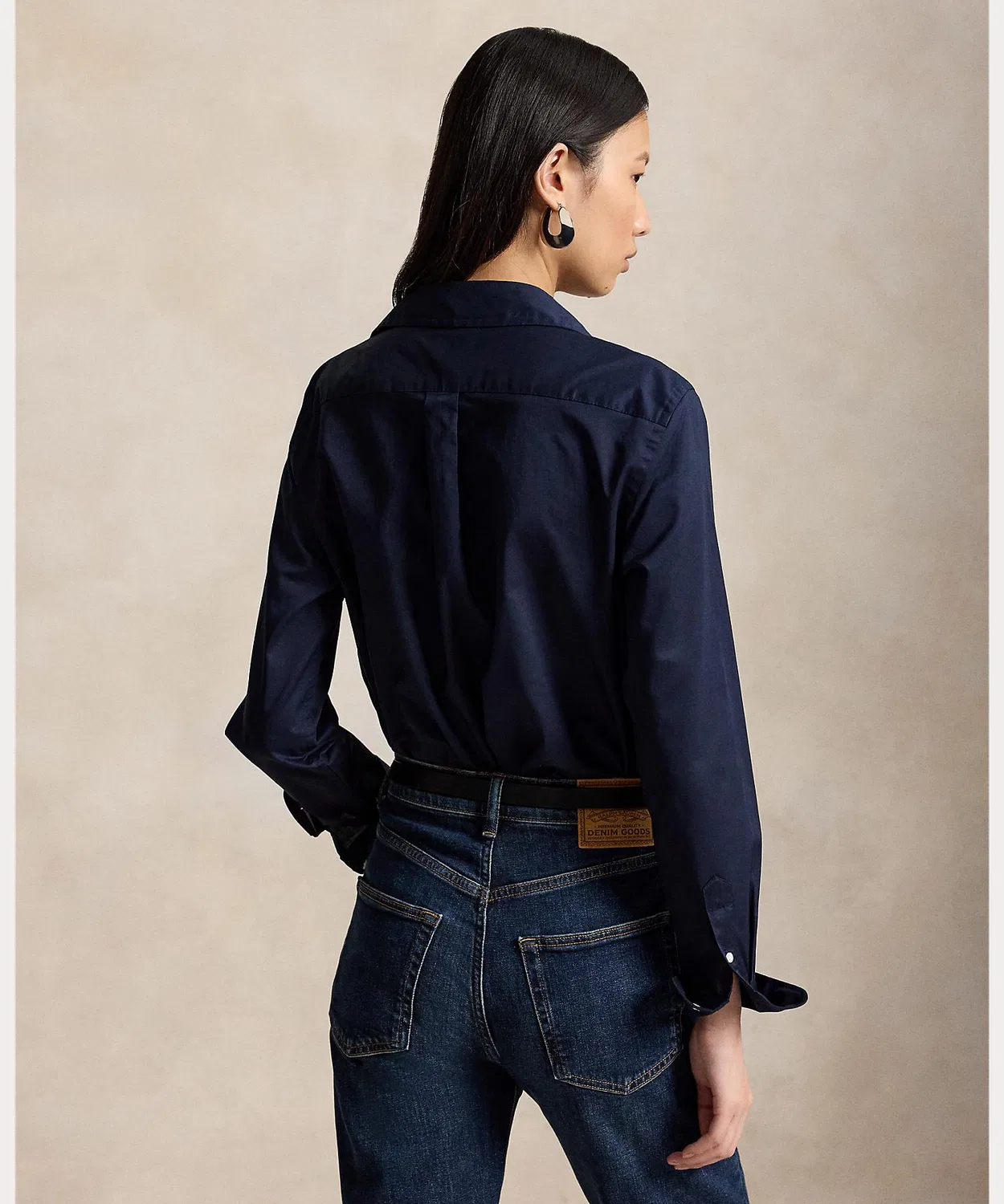 Женская классическая хлопковая рубашка с длинным рукавомPolo Ralph Lauren, Blue — фото 4