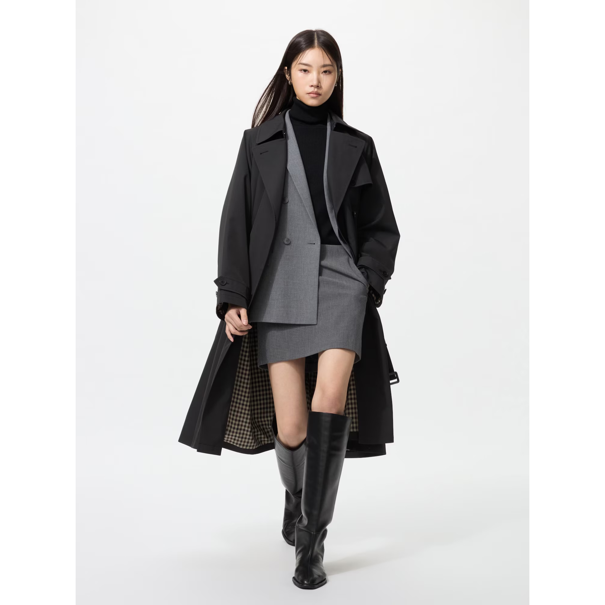 

Тренч Uniqlo свободного кроя Unisex, 09 черный