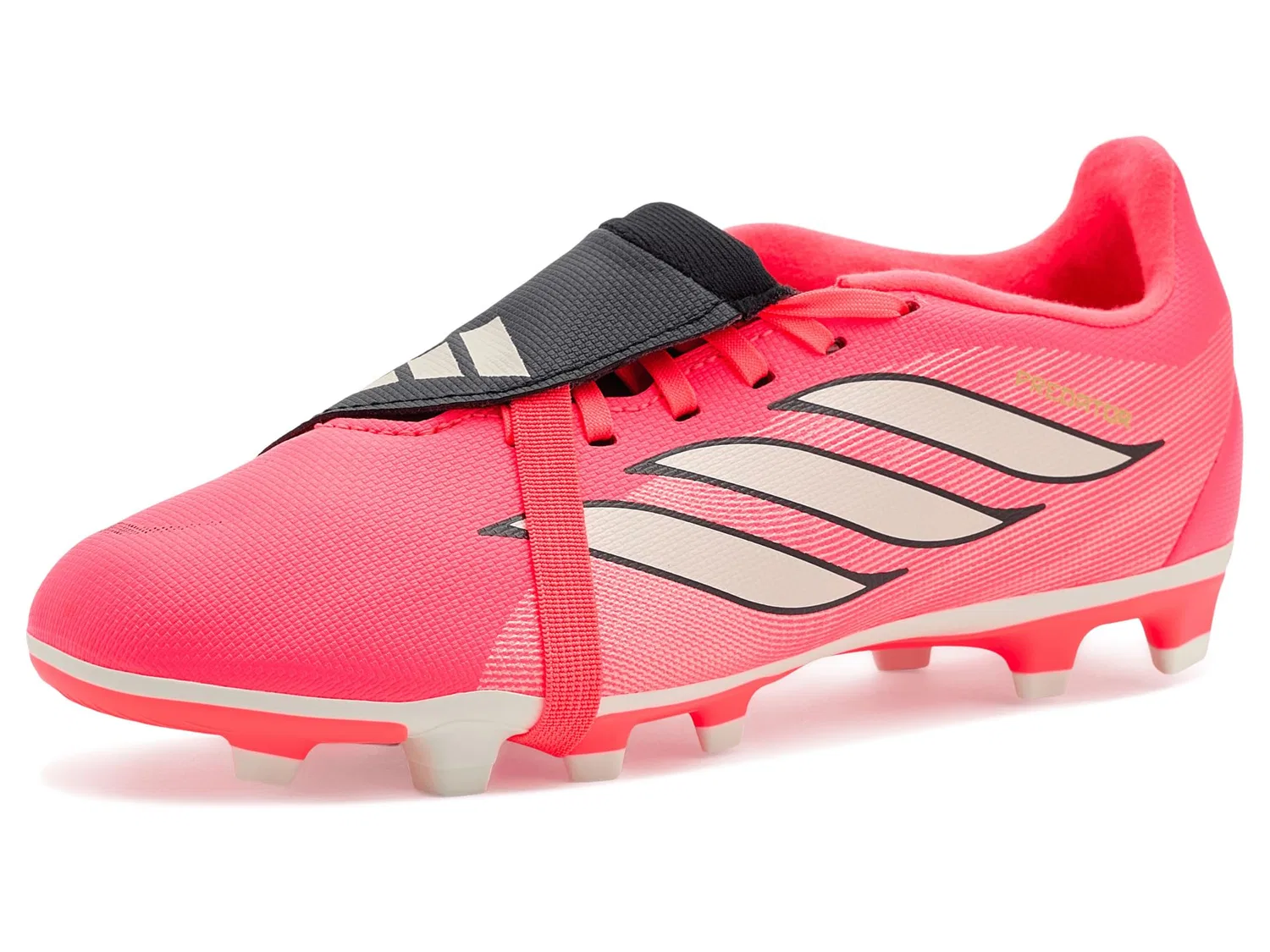 Бутсы Predator Club Fold-Over Tongue Firm Ground/Multi (для маленьких и больших детей) Adidas Kids, Solar Turbo/Thermal Chrome/Core Black