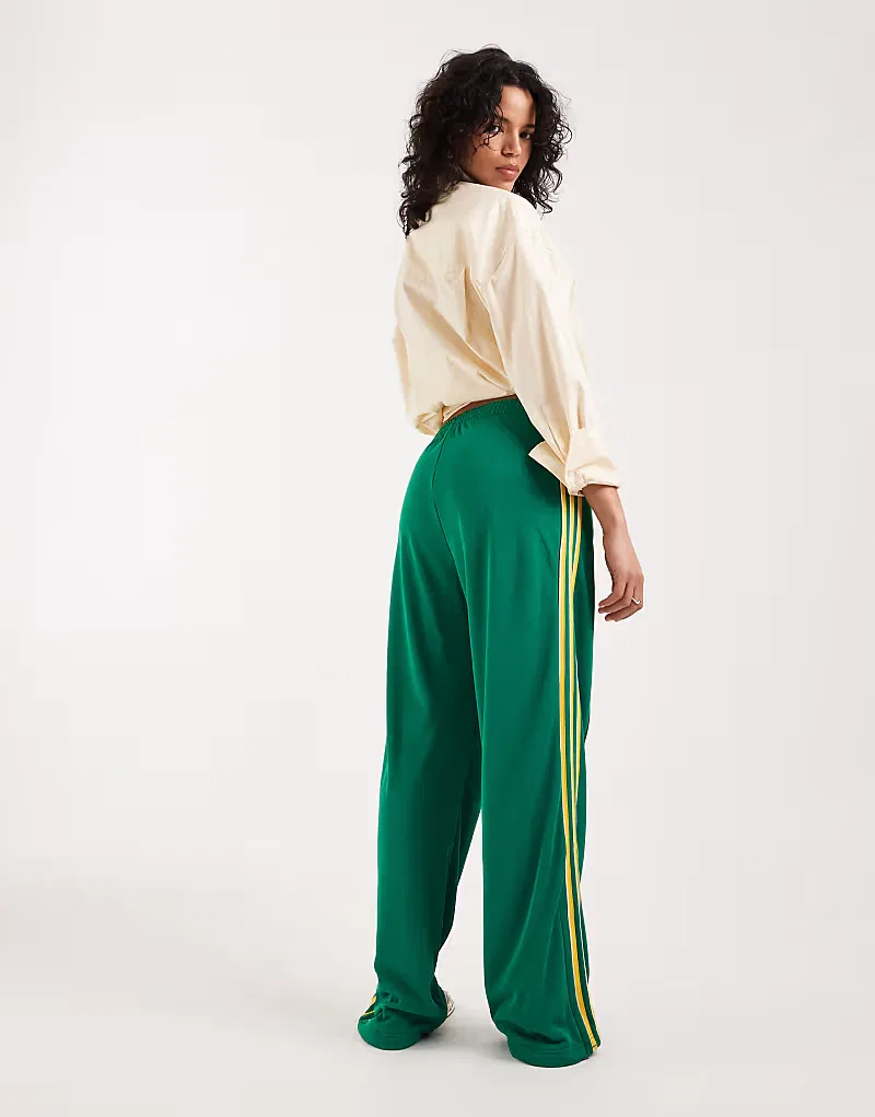 Свободные спортивные брюки Adidas Originals Firebird зелено-желтый — фото 3