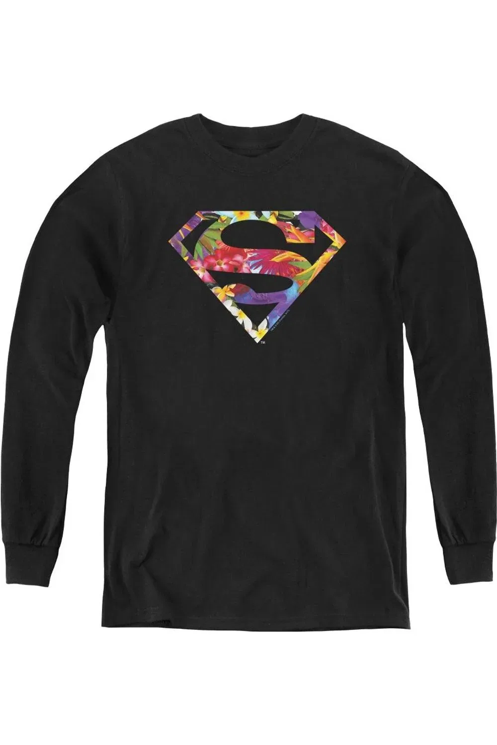 Детский лонгслив для мальчиков с принтом Superman Hawaiian Shield Gildan, черный