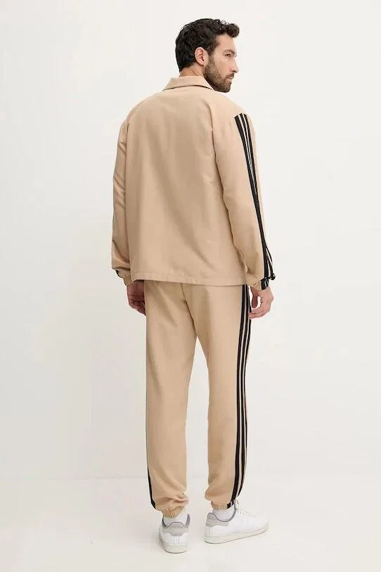 Мужской спортивный костюм с молнией adidas Sportswear Basic 3-Stripes Woven, Beige — фото 4