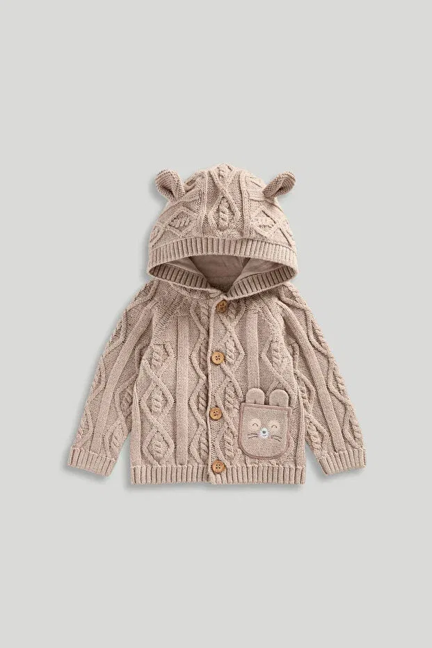 Детский кардиган с капюшоном Cable Knit Mothercare, Brown