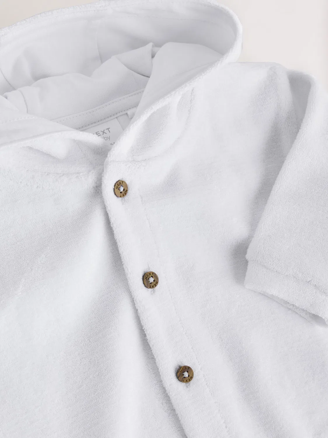 Детская куртка с капюшоном, махровая, White Towelling Jersey Next, белый — фото 4