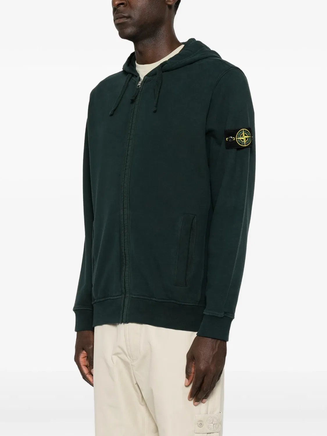Толстовка на молнии с нашивкой с логотипом Stone Island, зеленый — фото 3