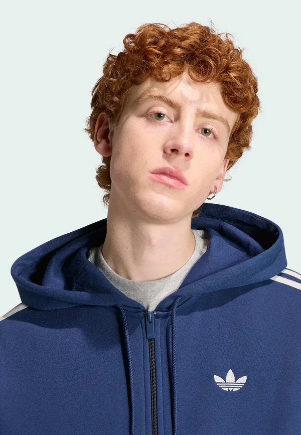 Толстовка Adidas adicolor оверсайз на молнии - свитшот на молнии Adidas Originals, серый — фото 2